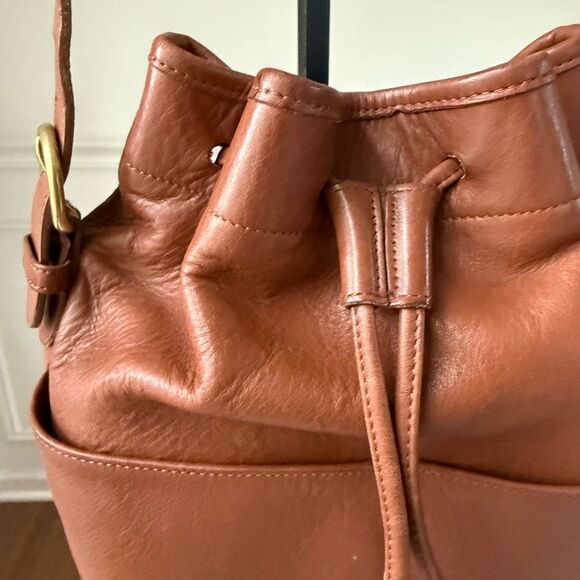 Vintage 90s Coach 1995 4151 Thompson Bucket Bag Tan Leather USA Hang Tag - Picture 5 of 11